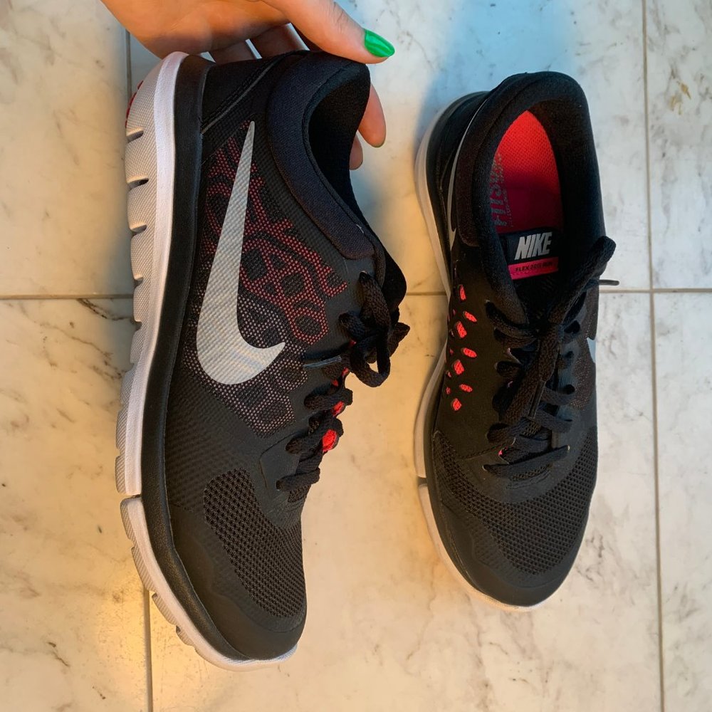 Pink and Black Nike Flex Experience Running Shoes